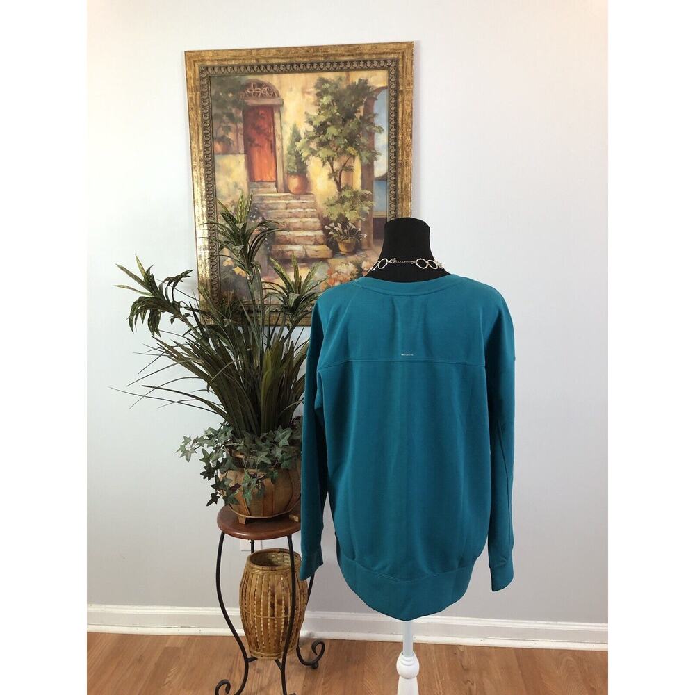 Mondetta Lady Scuba Sweatshirt Long Sleeves Large Crew Neck Verdigris Color - Picture 3 of 8